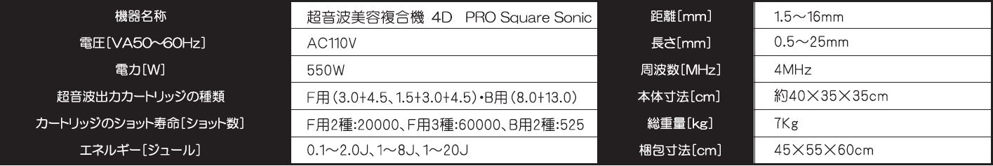 4D Pro Square Sonic HIFU(ハイフ）